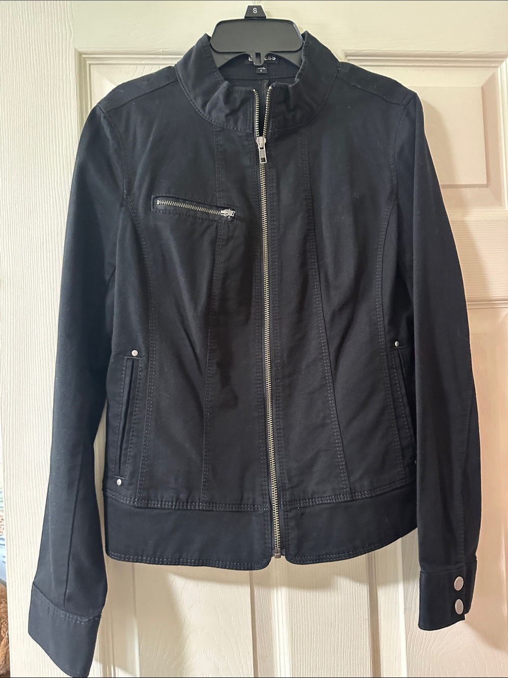 Express Black Zip-Front Women's Leather Jacket
